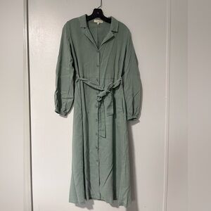 Side Stitch Sage Long Sleeve Dress
